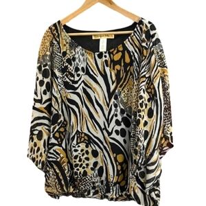 Aqua Blue  Women Plus Size Relaxed Blouse Size 1X